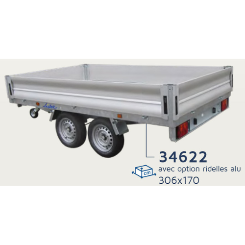 Rimorchio pianale con sponde Lider 34622 / 41622 (1100 – 1500 kg)
